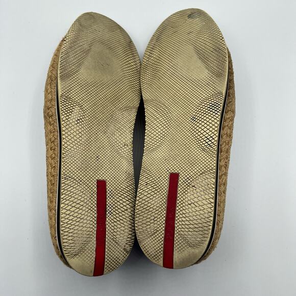 Prada Women 39.5 US 9.5 Sport Slip On Loafers Black Jute Canvas Espadrilles Flat - Picture 10 of 14